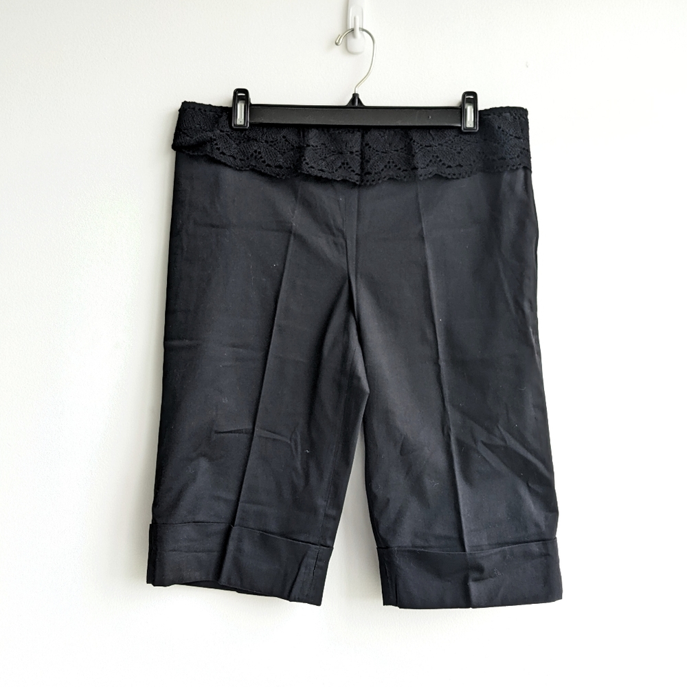 Black Nominal Bermuda shorts with crochet detailing Size 8